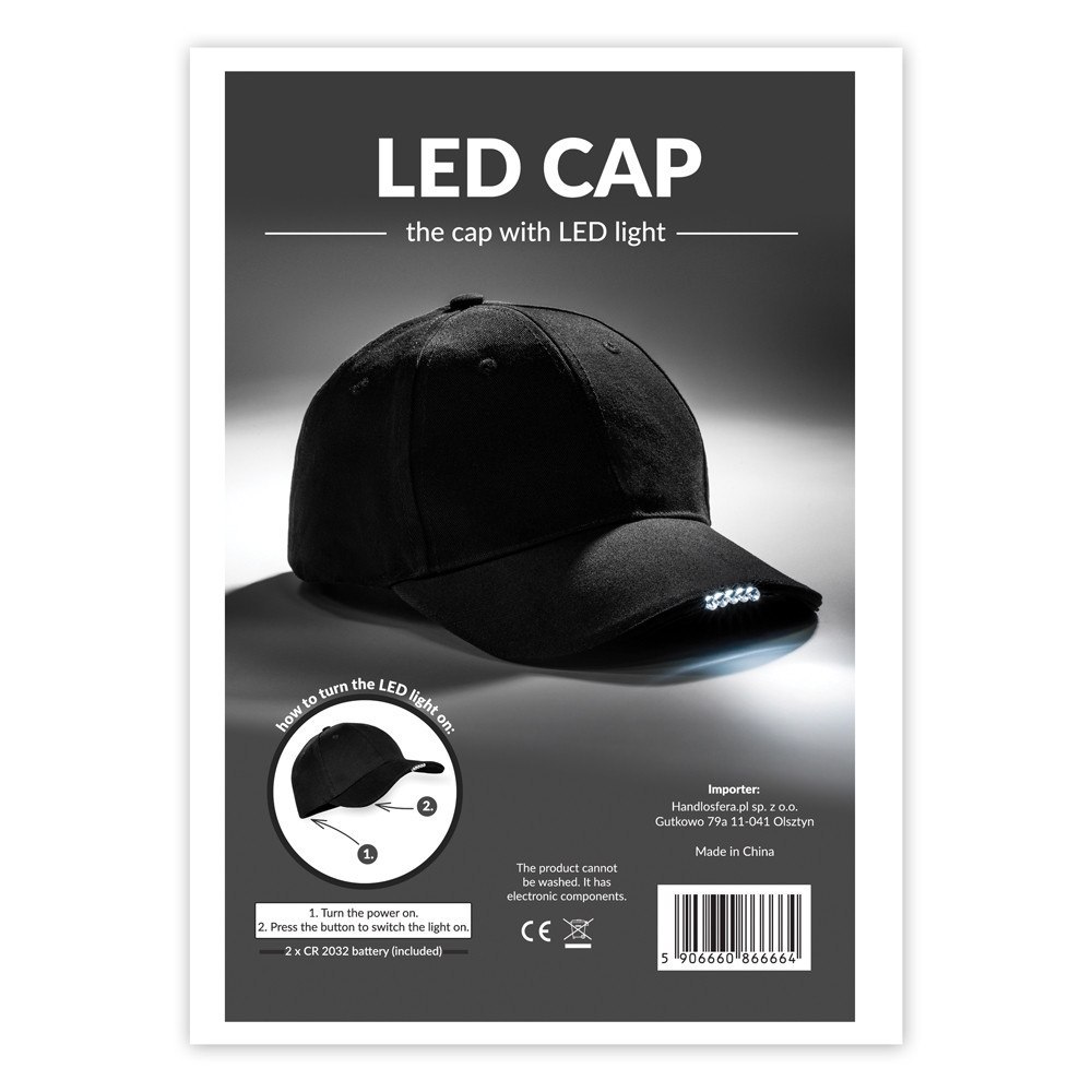 Czapka LED z daszkiem dla biegacza latarka sport